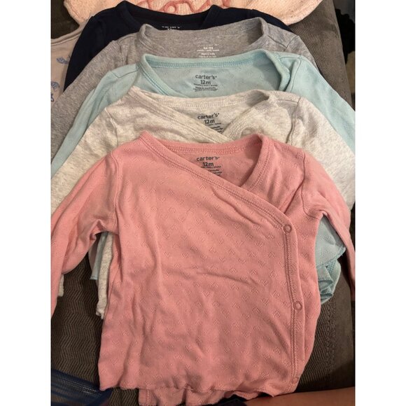 Bundle Of 10 Baby Girl Clothes Carters Bodysuits Sweaters Dresses Sizes 12M - Picture 1 of 8